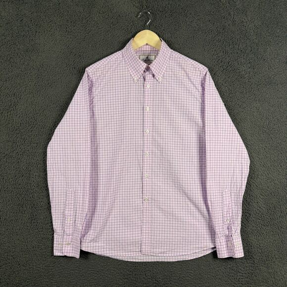 Brooks Brothers Shirt Mens Medium Pink Check Milano Fit Button Down Thomas Mason - Picture 1 of 13